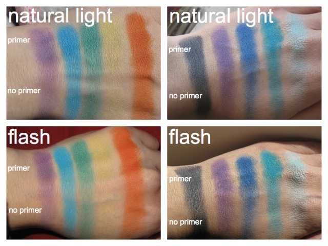 Swatches of the eyeshadows from the Wet N Wild Maldives Sky and Art in the Streets Palettes